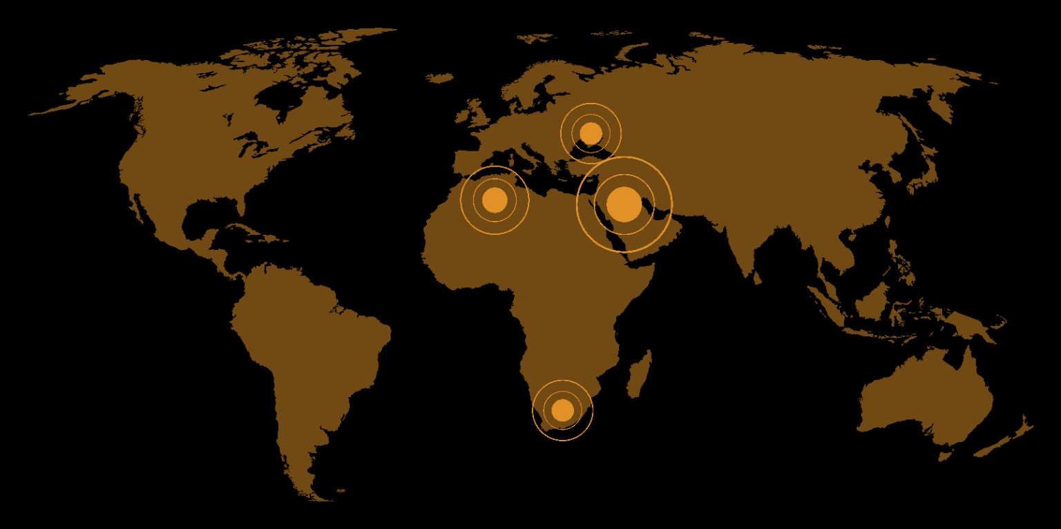 World map showing There4 Ministries focus areas